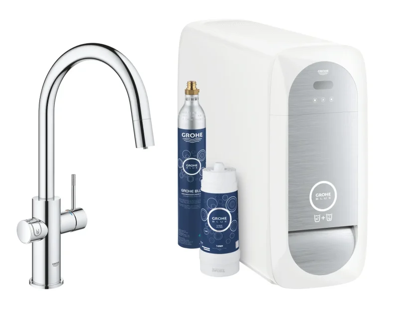 Grohe Blue Home - virtuves izlietnes maisītājs Connected, ar dzesēšanas iekārtu un ūdens filtru, hromēts 31541000