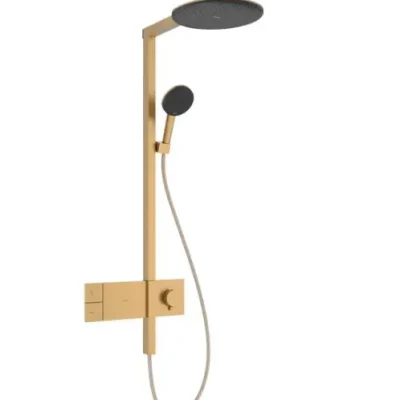 Hansgrohe Raindance Alive S - dušas komplekts ar termostatu, diametrs 30 cm, 3 strūklas veidi, birstēta bronza 24582140