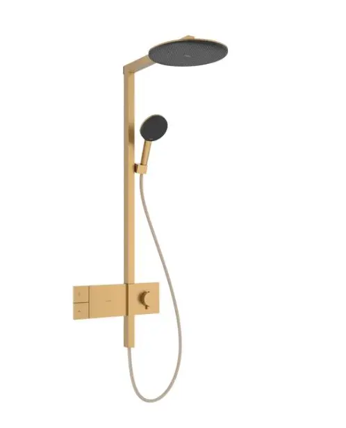 Hansgrohe Raindance Alive S - dušas komplekts ar termostatu, diametrs 30 cm, 3 strūklas veidi, birstēta bronza 24582140