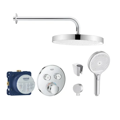 Grohe/Kielle - dušas komplekts ar termostatu un zemapmetuma montāžas korpusu, hroms SANI21GKK001