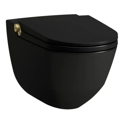 Laufen Cleanet Riva - elektronisks bidē ar keramiku, pie sienas stiprināms, Rimless, SoftClose, matēti melns/matēts zelts H8206917180001