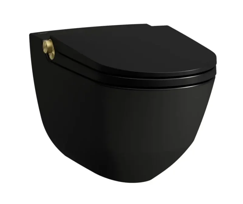 Laufen Cleanet Riva - elektronisks bidē ar keramiku, pie sienas stiprināms, Rimless, SoftClose, matēti melns/matēts zelts H8206917180001