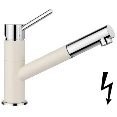 Blanco Kano S - virtuves izlietnes maisītājs ar izvelkamu izteku, soft white/hroms 527655