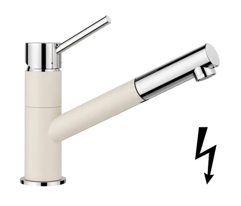 Blanco Kano S - virtuves izlietnes maisītājs ar izvelkamu izteku, soft white/hroms 527655