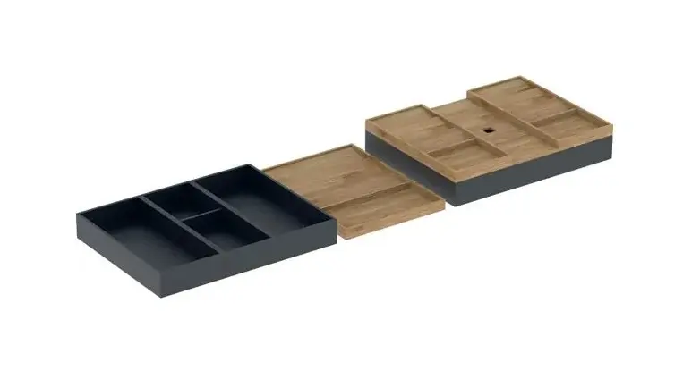 Geberit - 4 daļu atvilktnes ieliktņu komplekts, melns/bambuss 502.353.00.1