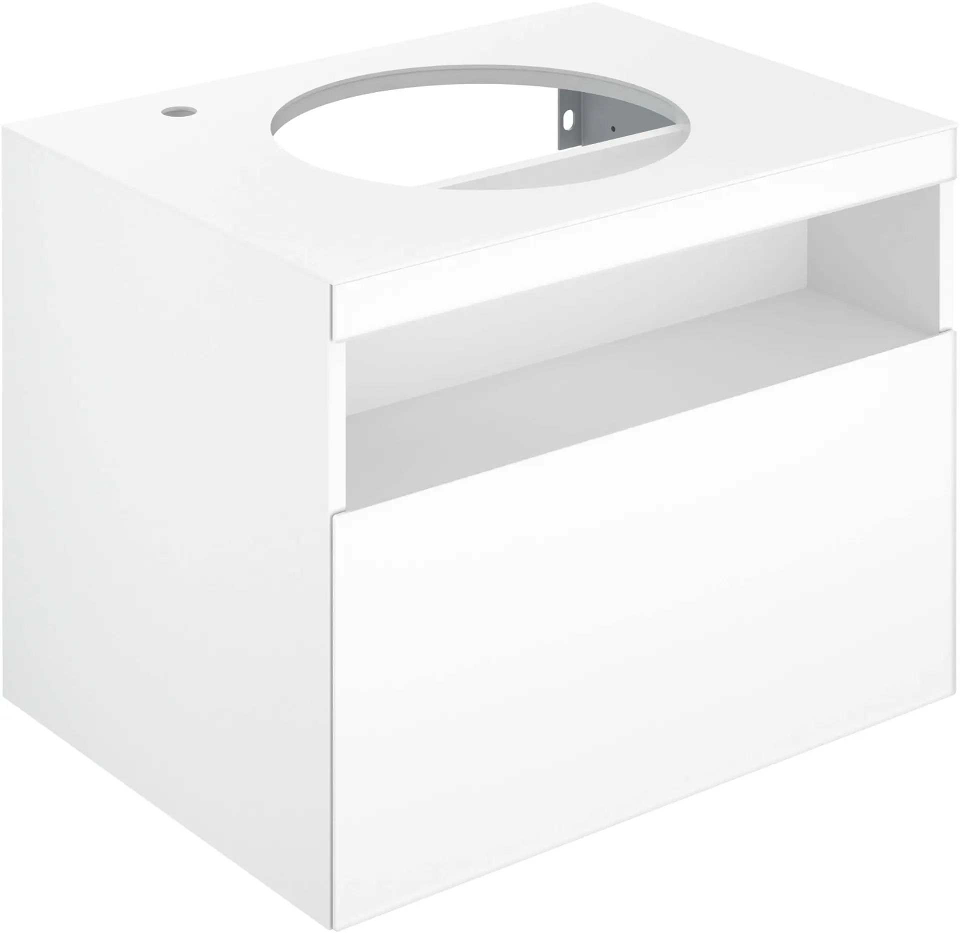 Keuco Stageline - izlietnes apakšskapis, 65x55x49 cm, ar izvelkamu nodalījumu izlietnei un maisītājam kreisajā pusē, ar apgaismojumu un USB, balts 32854300100