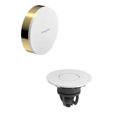Hansgrohe Flexaplus - gatavs komplekts vannas ieplūdei, noteces un pārplūdes komplekts, Push-Open, pulēta zelta apdare/augsti spīdīgs balts 58187990