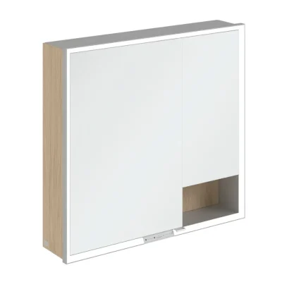 Villeroy & Boch My View+ - spoguļskapītis ar LED apgaismojumu 80x75x17 cm, 2 durvis, ziemeļu ozols/pelēks A48180VJ