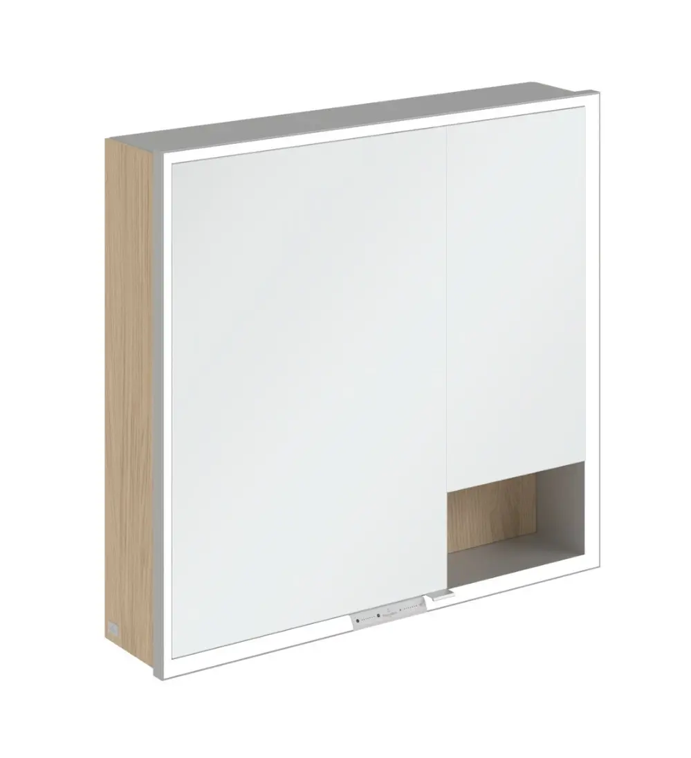 Villeroy & Boch My View+ - spoguļskapītis ar LED apgaismojumu 80x75x17 cm, 2 durvis, ziemeļu ozols/pelēks A48180VJ
