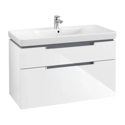 Villeroy & Boch Subway 2.0 - izlietnes skapītis, 99x59x45 cm, 2 atvilktnes, Glossy White A91510DH