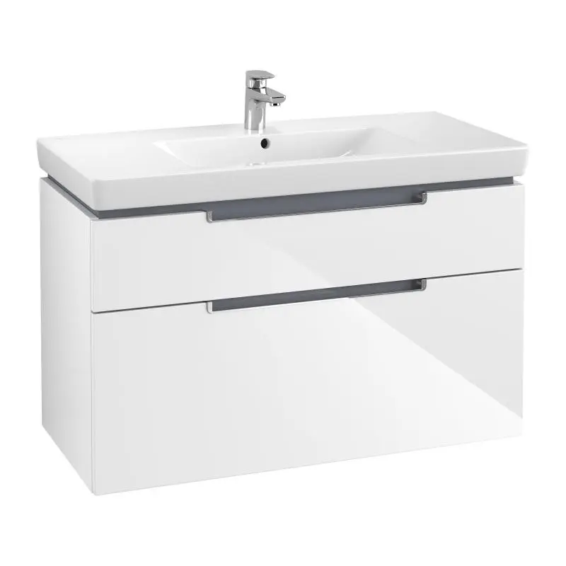 Villeroy & Boch Subway 2.0 - izlietnes skapītis, 99x59x45 cm, 2 atvilktnes, Glossy White A91510DH