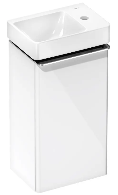 Hansgrohe Xelu Q - roku mazgāšanas izlietne ar apakškabinetu, 63x34x27 cm, 1 durvis, eņģes labajā pusē, balta spīdīga/hroms 54365000