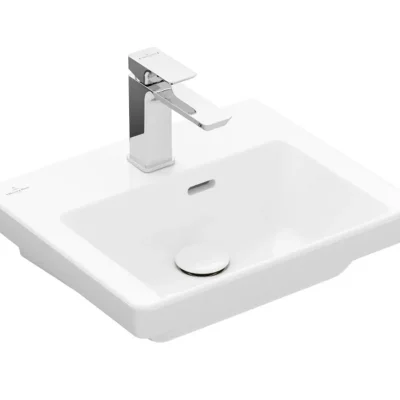 Villeroy & Boch Subway 3.0 - mēbeļu rokas izlietne 45x37 cm, ar pārplūdi, ar jaucējkrāna atveri, CeramicPlus, Stone White 4370FKRW