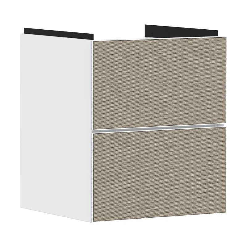 Hansgrohe Xevolos E - izlietnes skapītis 58x48x48 cm, 2 atvilktnes, matēti balts/bronza 54172390