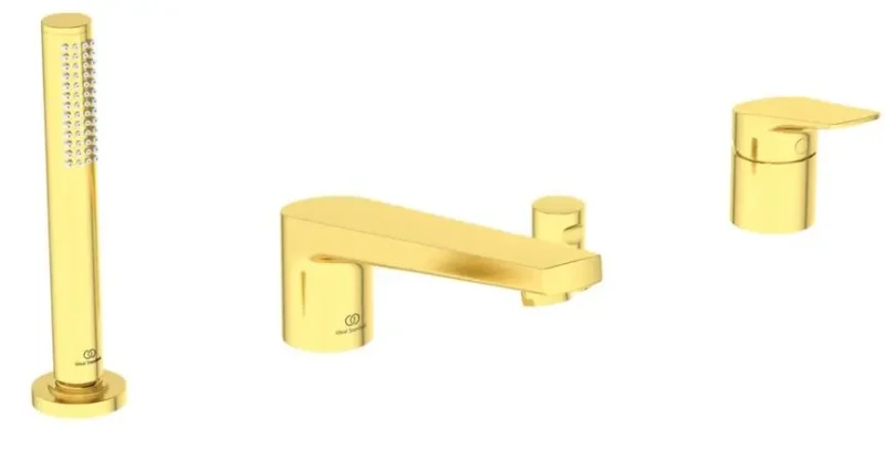 Ideal Standard La Dolce Vita - vannas malas maisītājs, 4 caurumu montāža, matēts zelts BD671A2