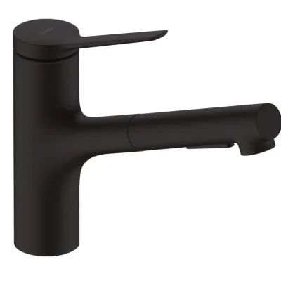 Hansgrohe Zesis M33 - virtuves izlietnes maisītājs ar izvelkamu dušu, matēti melns 74820670