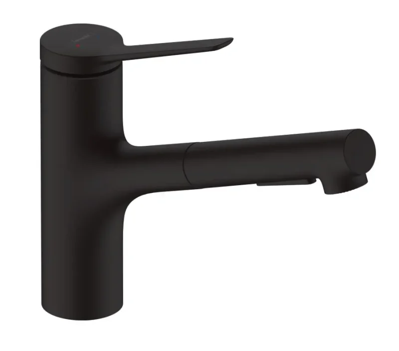 Hansgrohe Zesis M33 - virtuves izlietnes maisītājs ar izvelkamu dušu, matēti melns 74820670