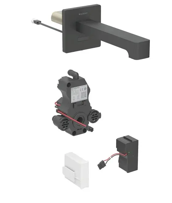 Geberit Brenta - elektronisks zemapmetuma izlietnes vārsts, darbība no tīkla, easy to clean, matēti melns 116.271.14.1