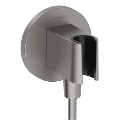 Hansgrohe Fixfit - sienas pieslēguma līkums ar dušas turētāju, melns hroms birstēts 26888340