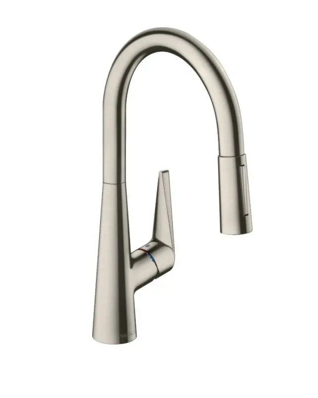Hansgrohe Talis M51 - virtuves izlietnes vienas sviras maisītājs 200 ar izvelkamu trauku dušu, nerūsējošais tērauds 72813800