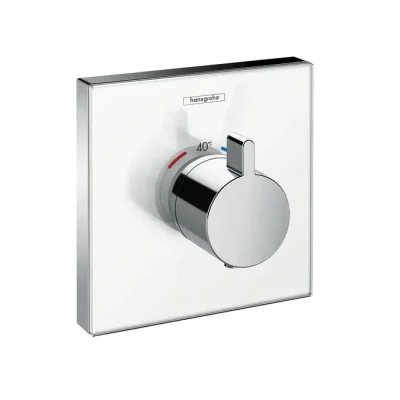Hansgrohe Shower Select Glass - termostata dušas maisītājs HighFlow - zemapmetuma, balts / hromēts 15734400