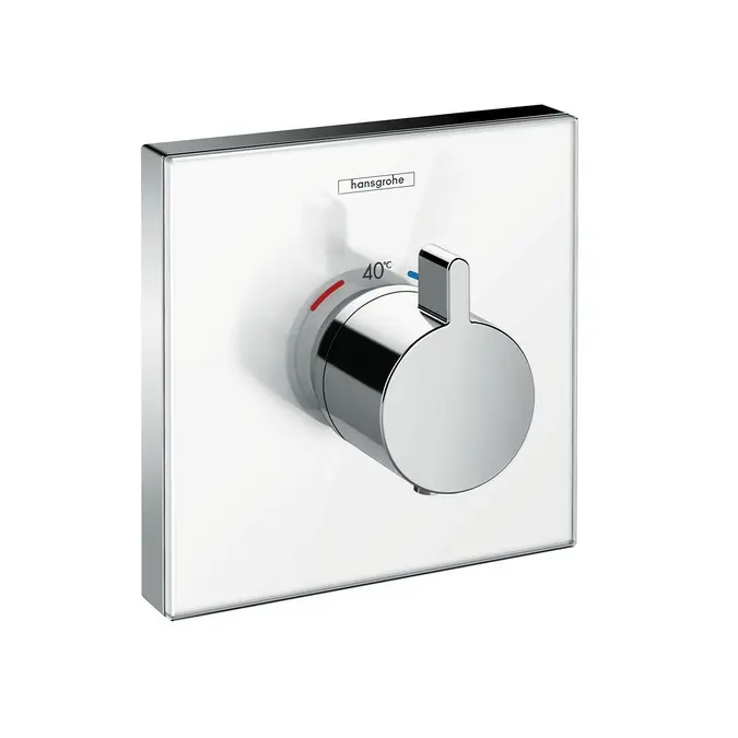 Hansgrohe Shower Select Glass - termostata dušas maisītājs HighFlow - zemapmetuma, balts / hromēts 15734400