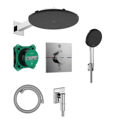 Hansgrohe Raindance Alive S - dušas komplekts ar zemapmetuma termostatu, diametrs 30 cm, 3 strūklas režīmi, hroms 24630000