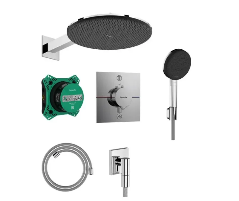 Hansgrohe Raindance Alive S - dušas komplekts ar zemapmetuma termostatu, diametrs 30 cm, 3 strūklas režīmi, hroms 24630000