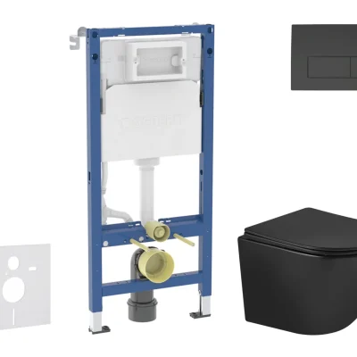 Geberit Duofix - komplekts priekšsienas elements, WC Oudee ar Softclose sēdekli un Delta50 vadības plati, matēti melns SANI11CA5507