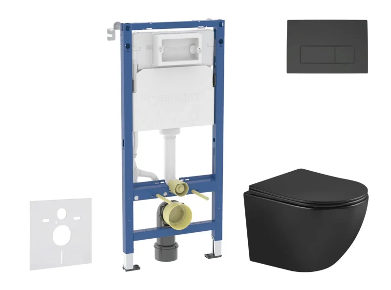 Geberit Duofix - komplekts priekšsienas elements, WC Oudee ar Softclose sēdekli un Delta50 vadības plati, matēti melns SANI11CA5507