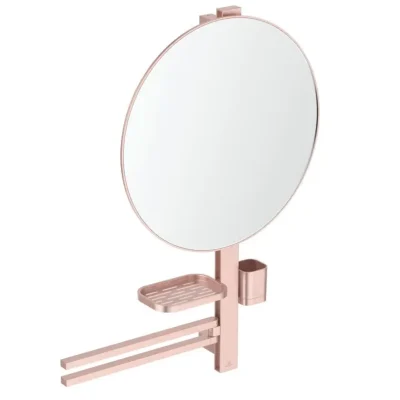 Ideal Standard ALU+ - spogulis ar dvieļu turētāju, plauktu un zobu birstes glāzi, rozā BD587RO