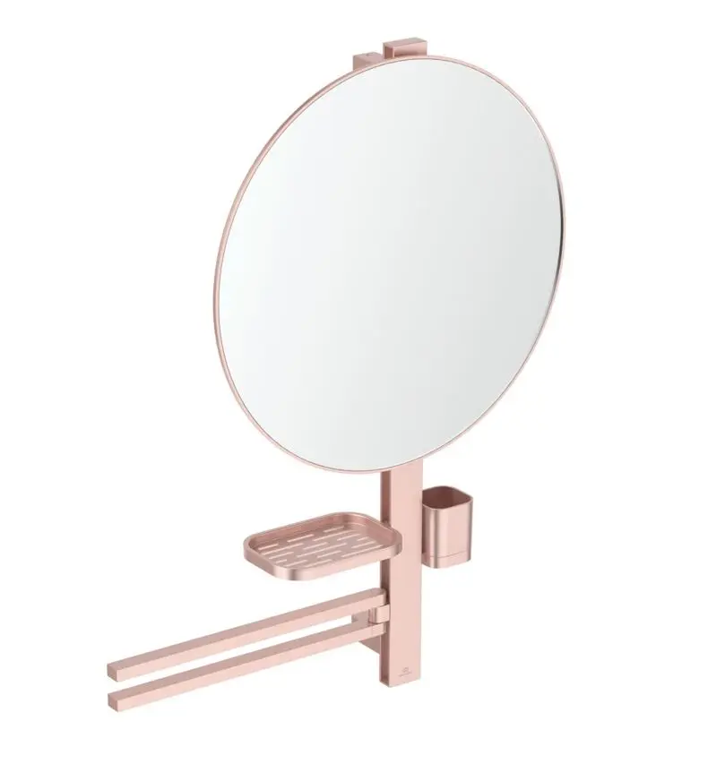 Ideal Standard ALU+ - spogulis ar dvieļu turētāju, plauktu un zobu birstes glāzi, rozā BD587RO