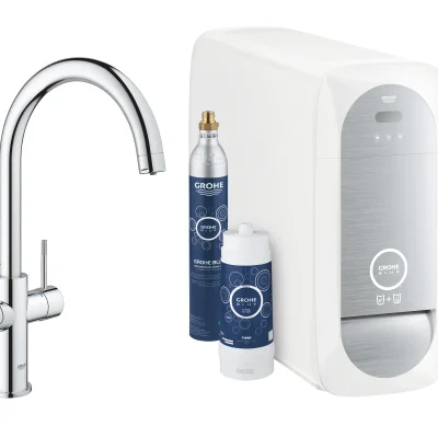 Grohe Blue Home - Connected virtuves izlietnes maisītājs ar dzesēšanas iekārtu un ūdens filtru, hromēts 31455001