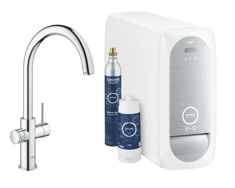 Grohe Blue Home - Connected virtuves izlietnes maisītājs ar dzesēšanas iekārtu un ūdens filtru, hromēts 31455001