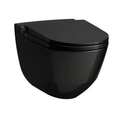 Laufen Cleanet Riva - elektroniskais bidē ar keramiku, piekarināms, Rimless, SoftClose, melns spīdīgs/matēti melns H8206910600001