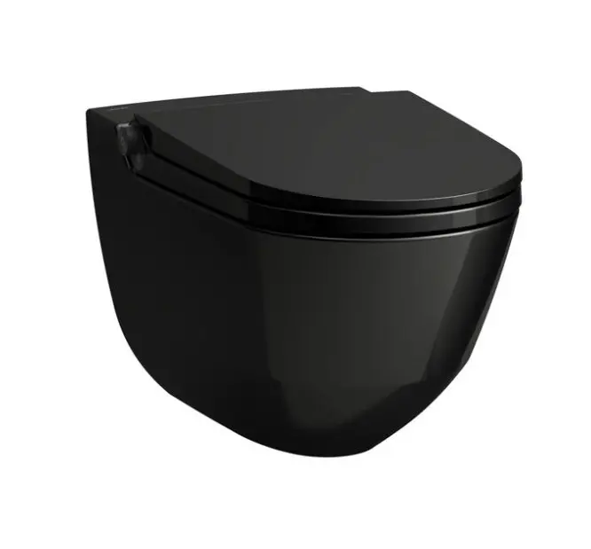 Laufen Cleanet Riva - elektroniskais bidē ar keramiku, piekarināms, Rimless, SoftClose, melns spīdīgs/matēti melns H8206910600001
