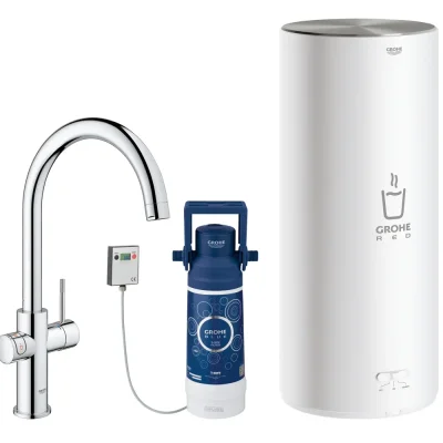 Grohe Red - virtuves izlietnes maisītājs Duo ar boileri un ūdens filtru, boilera izmērs L, hromēts 30079001