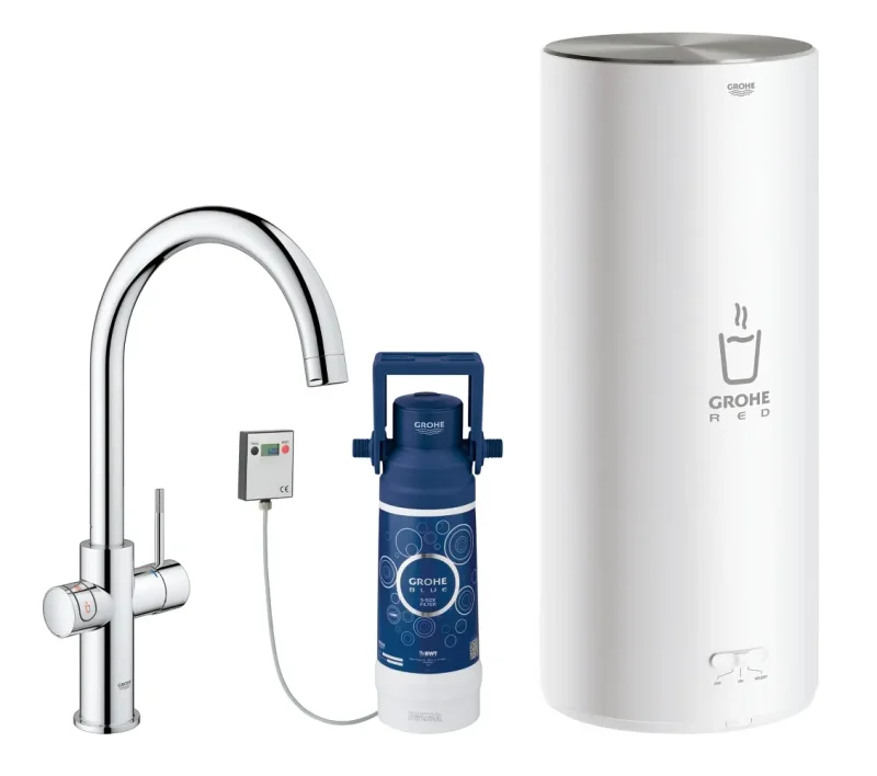 Grohe Red - virtuves izlietnes maisītājs Duo ar boileri un ūdens filtru, boilera izmērs L, hromēts 30079001