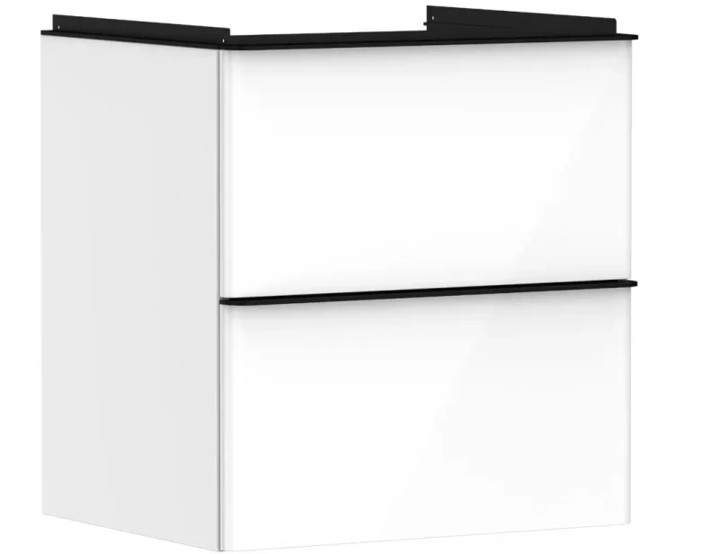 Hansgrohe Xelu Q - izlietnes apakšskapītis, 63x58x50 cm, 2 atvilktnes, balts spīdīgs/matēti melns 54023670