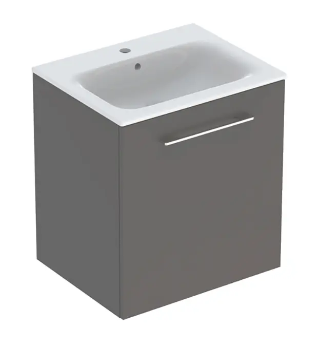 Geberit Selnova Square - izlietnes skapītis 64x54x48 cm, ar izlietni, 1 durvis, Lava matēts 501.253.00.1