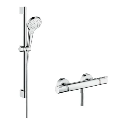 Hansgrohe Croma Select S - dušas komplekts Vario ar termostata maisītāju, dušas stienis 65 cm, 3 strūklas, balta / hromēts 27013400