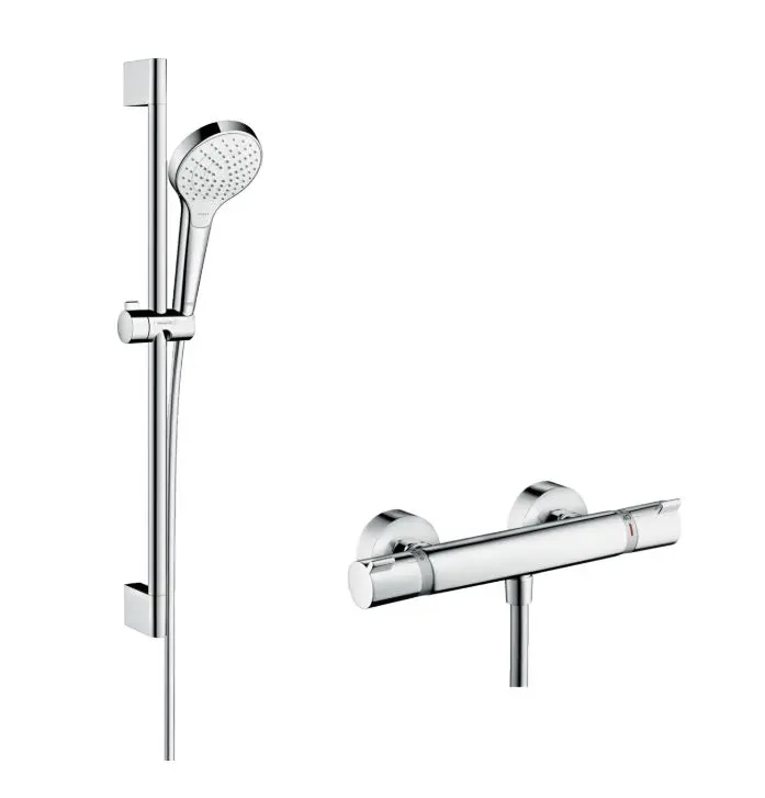 Hansgrohe Croma Select S - dušas komplekts Vario ar termostata maisītāju, dušas stienis 65 cm, 3 strūklas, balta / hromēts 27013400