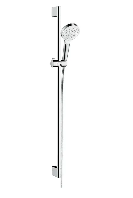Hansgrohe Crometta - dušas komplekts 100, EcoSmart 9 l/min, dušas stienis 90 cm, balts/hroms 26539400