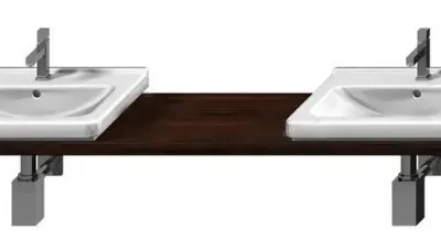 Jika Cubito - netipiska izlietnes virsma 221x47 cm, ar 2 caurumiem, Wenge H4501551724451