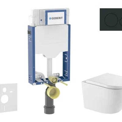 Geberit Kombifix - komplekts priekšsienas elements, WC Oudee ar Softclose sēdekli un Sigma20 vadības plati, matēti melns/melns SANI15CA5161