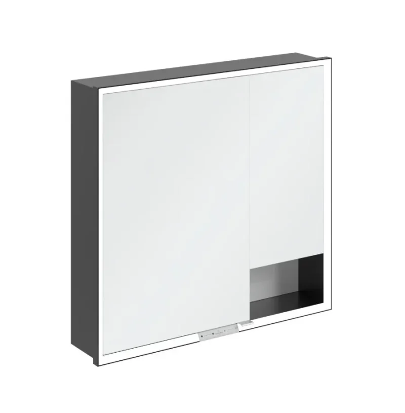 Villeroy & Boch My View+ - spoguļskapis ar LED apgaismojumu 80x75x17 cm, 2 durvis, spoži balts/matēti melns B48280VE