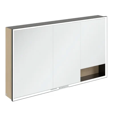 Villeroy & Boch My View+ - spoguļskapītis ar LED apgaismojumu 130x75x17 cm, 3 durvis, Ziemeļu ozols/Matēti melns B48113VJ