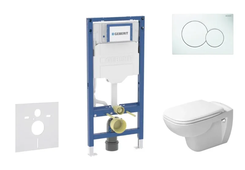 Geberit Duofix - komplekts priekšsienas elements, D-Code WC ar SoftClose sēdekli un Sigma01 vadības plati, Alpu balts SANI11CP3100