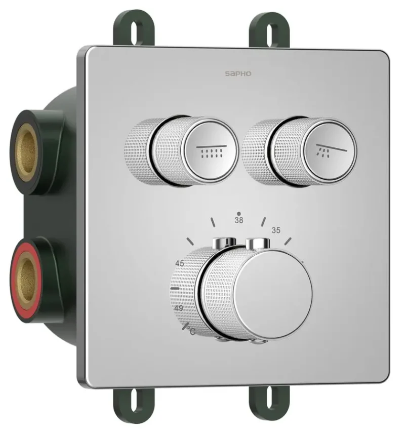 Sapho Smart Select - zemapmetuma termostata maisītājs, 2 patērētājiem, ar montāžas korpusu, hroms RP042