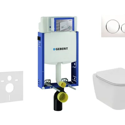 Geberit Kombifix - komplekts no priekšsienas elementa, piekaramā WC un WC sēdekļa Ideal Standard Tesi, vadības plate Sigma 20, Rimless, SoftClose, balts/hroms 110.302.00.5 NE4